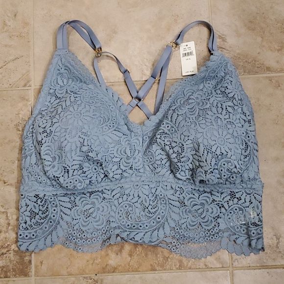 aerie Other - Aerie blue lace strappy longline padded bralette NWT
